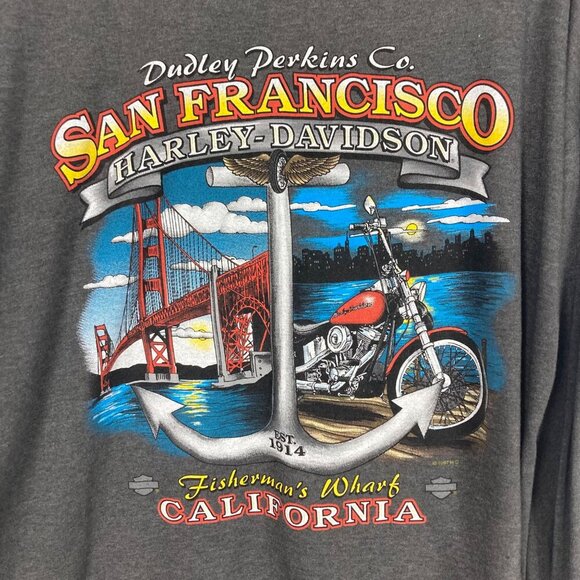 Harley Davidson San Francisco Long Sleeve Tee 2XL Dragon Sleeve Fishermans Wharf - Picture 10 of 12
